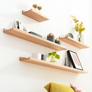 No-Drill Wall Shelf Solid Wood Decorative Partition Nail Gel Straight Partition Bookshelf Living Room Background Wall