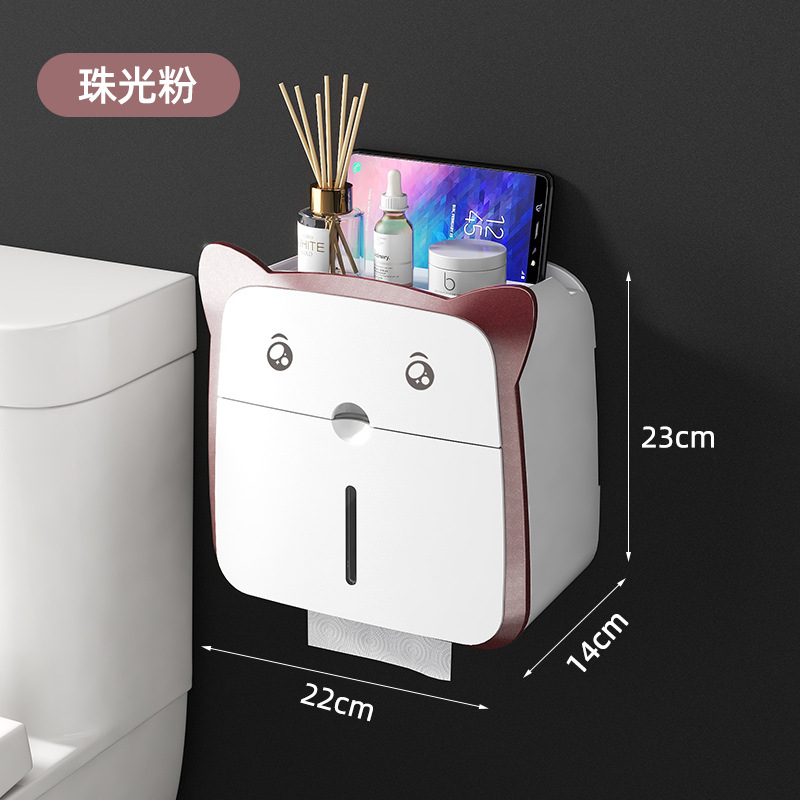 Creativo multi-funcional hogar dormitorio almacenamiento caja de pañuelos baño ponche-libre montado en la pared impermeable estante de papel higiénico