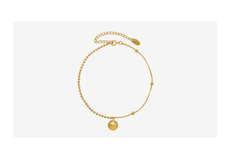 beads round letter good luck small gold bean anklet titanium steel foot ornament