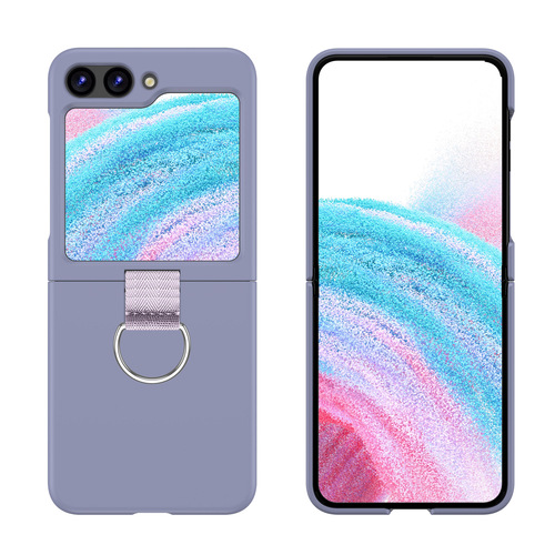 Suitable for Samsung Z Flip5 ultra-thin phone case foldable screen sand silk strap lanyard ring Z flip4 protective cover