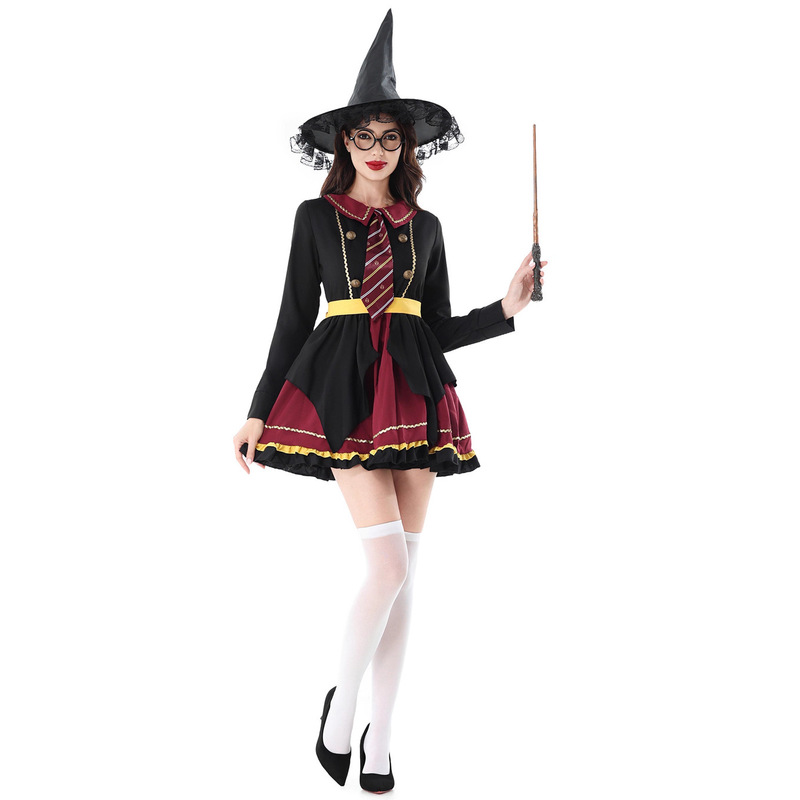 万圣节服装影城魔法女巫装巫婆帽哈利波特cos服装学院学生表演服|undefined