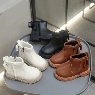 Girls Fashion Short Boots 2025 New Spring & Fall Kidsren's Style Bow Princess Leather Boots Girls Versatile Boots