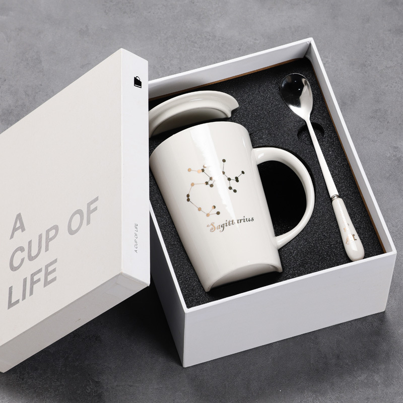 12 12 tazas de cerámica constelación tazas de agua tazas de tazas marcadas tazas de café con cubierta impresa LOGO