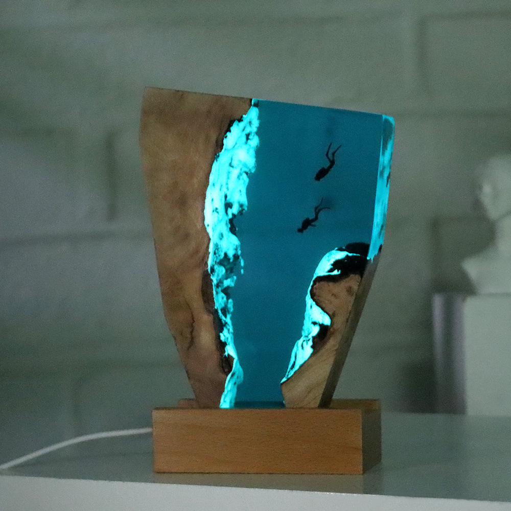 Diver Night Lights Scuba Diving Deep Sea Exploration Wooden Lights Free Diving Unique Decorative Gift Christmas Gift
