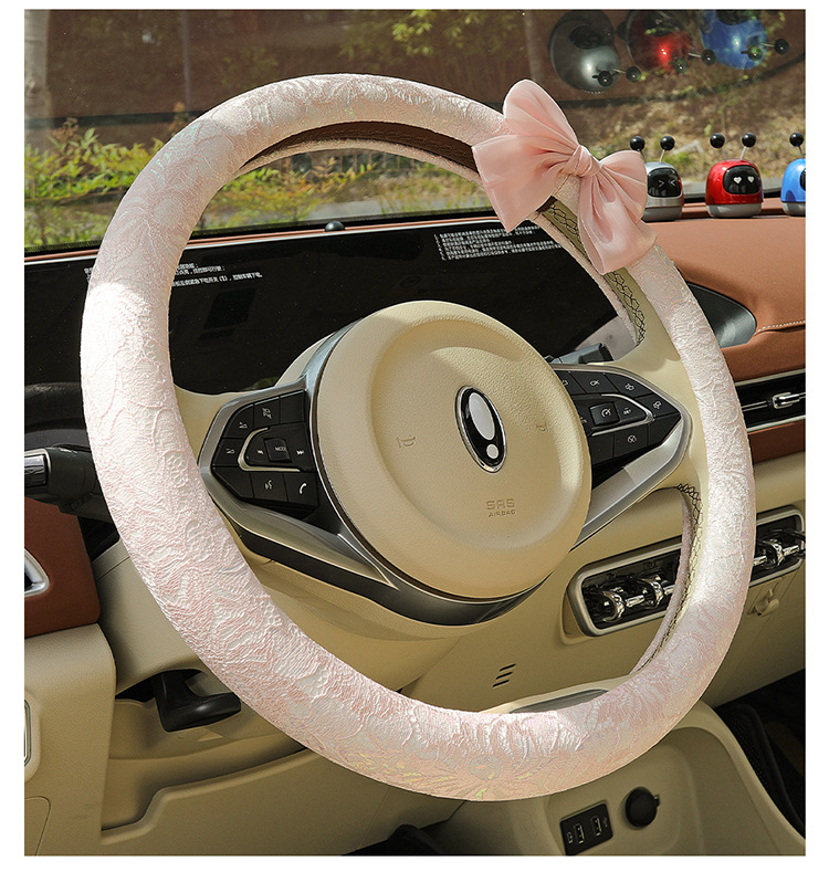 New Car Steering Wheel Cover for All Seasons and Summer, Non-Slip, Universal Fashionable Lace Female Cute Handlebar Cover, Cross-Border Supply