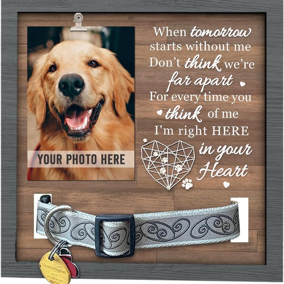 Marco DE FOTOS conmemorativo para mascotas de madera puede contener collar amor Mesa marco de fotos para mascotas de madera regalo perdido para mascotas