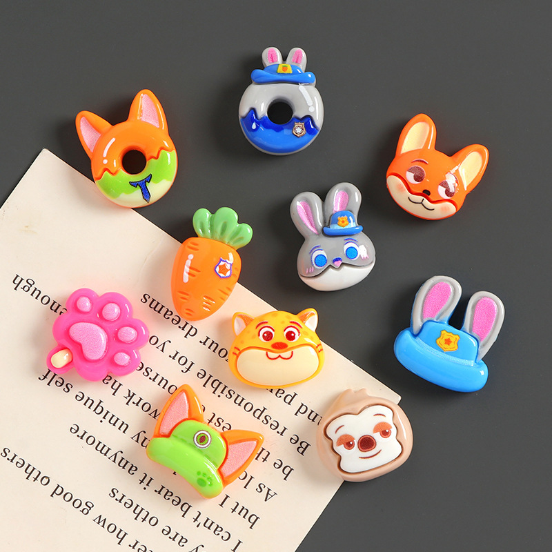 Cartoon Animal City Resin Accessories Handmade DIY Hair Clips, Shoe Charms, Keychains, Claw Clips, Jewelry Accessories Materials