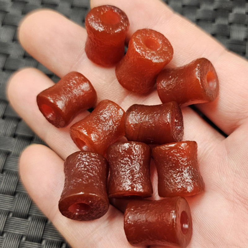 Matte frosted red agate bamboo-joint jade loose beads, red chalcedony "Jiejie Gaolu Lu Lu Tong" bracelet jewelry accessories Matte frosted red agate bamboo-joint jade loose beads, red chalcedony "Jiejie Gaolu Lu Lu Tong" bracelet jewelry accessories
