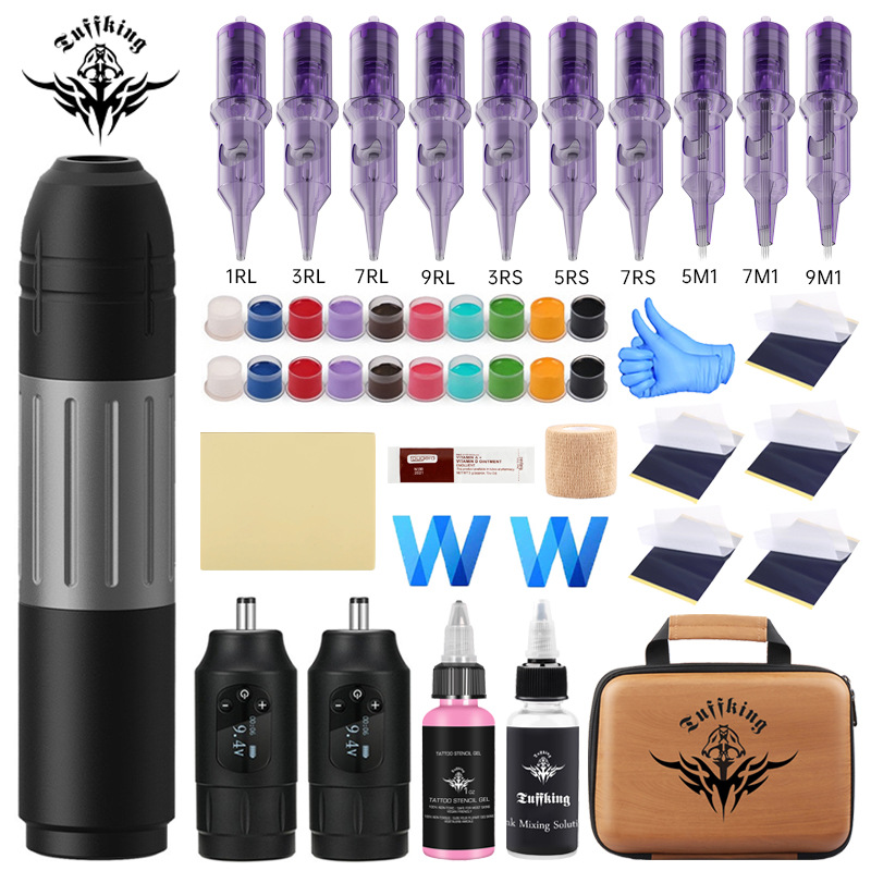Juego de máquina de tatuaje de batería dual, pluma de tatuaje inalámbrica de alta duración, herramienta de tatuaje, fuente de alimentación de tatuaje portátil, equipo de tatuaje image 8
