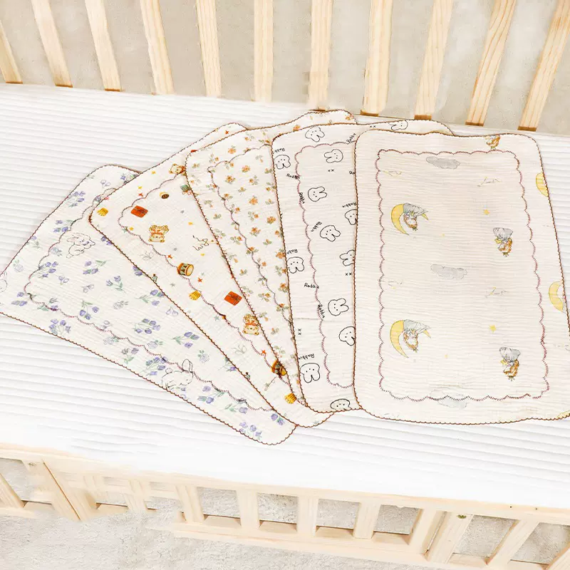 四层纱布枕巾 婴幼儿棉质卡通宝宝枕巾吸汗透气防吐奶枕头垫巾