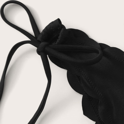 2024 New Amazon Leopard Print Split Beach Swimsuit Women's Lace Tie European and American Sexy Bikini