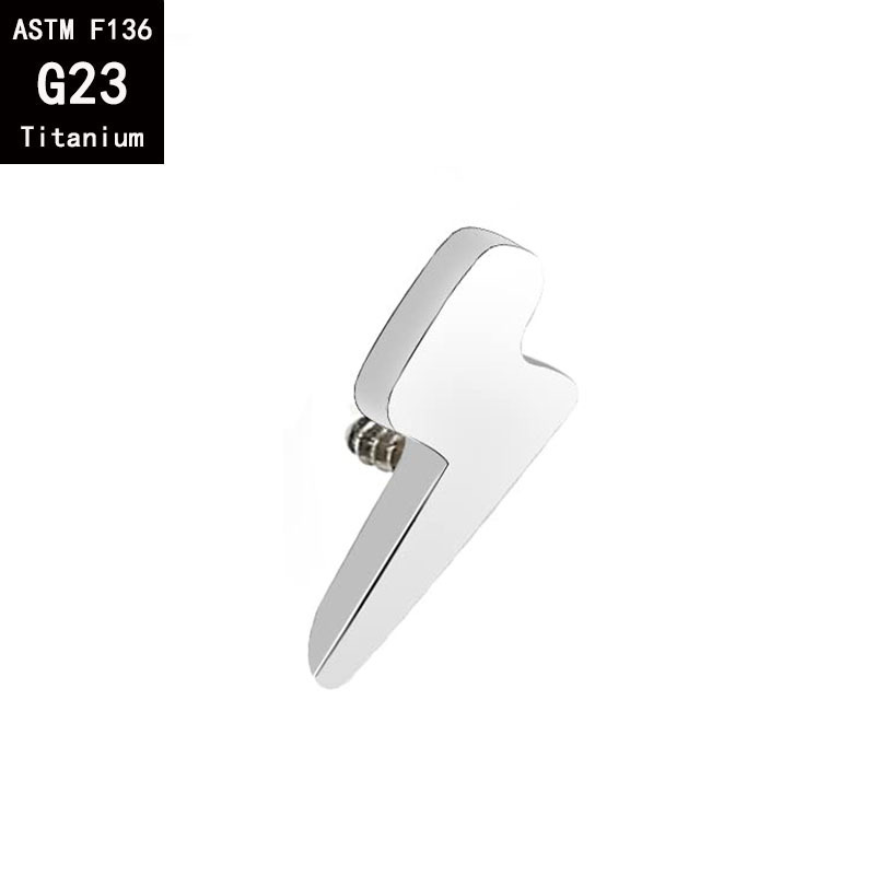 G23 Titanium Moon Stars Love Lightning Cross Fine Polishing Externally Threaded Body Piercing Accessory detail image 16