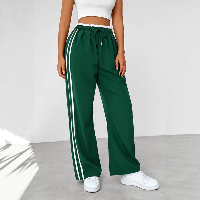 2026 Cross-Border Spring and Autumn Women's Sweatpants New Side Stripe Casual High-Waisted Slimming Wide-Leg Pants Women