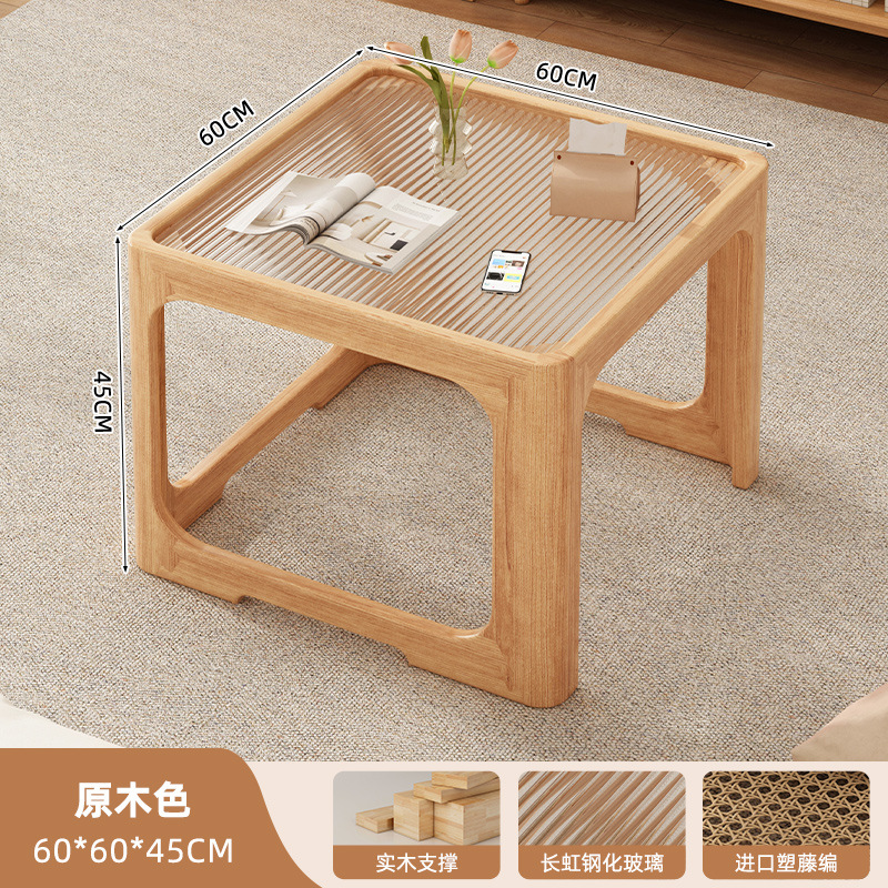 Mesa de té de vidrio sala de estar doméstica 2025 nueva mesa de lujo ligera y alta sensación de estilo crema de viento pequeño balcón mesa de té