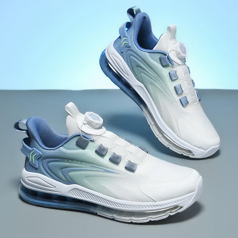 Cross-border Large Size 48 Men's Shoes Swivel Buckle Full Palm Air Cushion Flying Woven Breathable Wear-resistant Non-slip Casual Sneakers Running Shoes