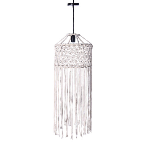 Amazon Cross-border Hand-woven Cotton Rope Pendant Lamp for Bedroom - Modern Minimalist Style, American Decor with Retro Shade