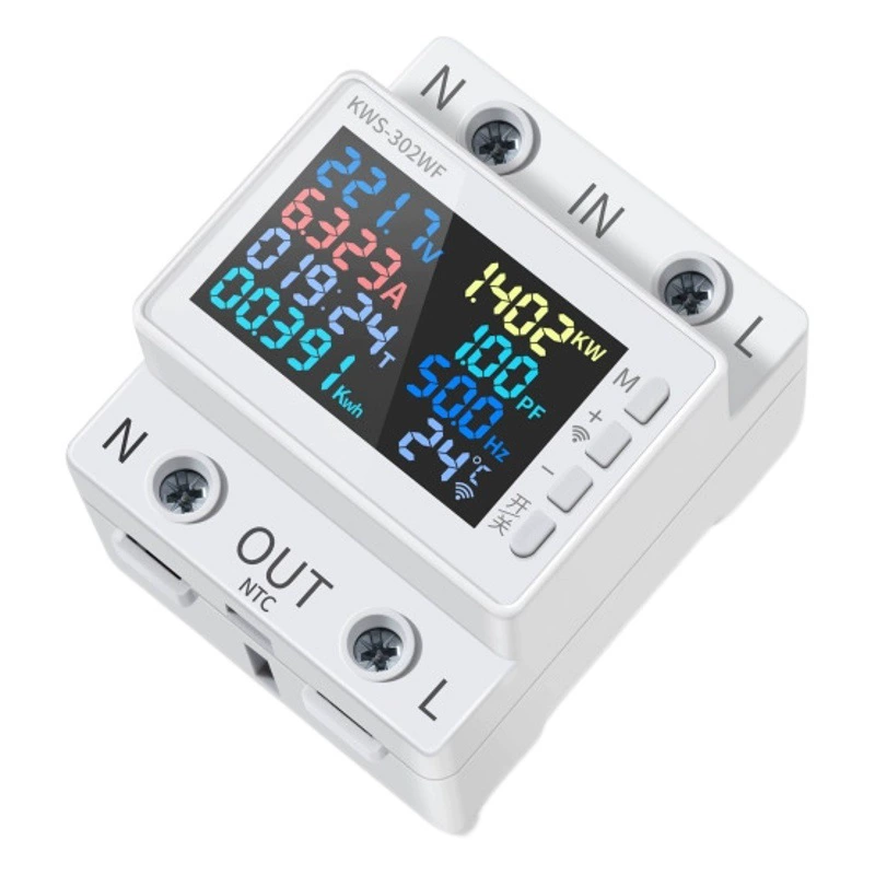 Многофункциональный амперметр напряжения на направляющей с цифровым дисплеем переменного тока Kevis 170-300 В/63 А с перегревающей и отключенной перегрузкой по току