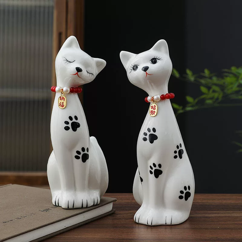 9594 people collect] Nordic couple cat ceramic ornaments modern simple home decoration dog living room porch lying