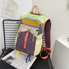 2025新款撞色小众旅行包多巴胺户外登山大容量双肩包女健身骑行包