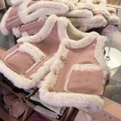 女童两面穿马甲秋冬款儿童时尚羊羔绒无袖背心宝宝甜美小香风耐用