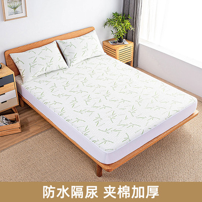 源头工厂竹叶空气层防水床垫保护套透气夹棉亚马逊wish防滑床罩