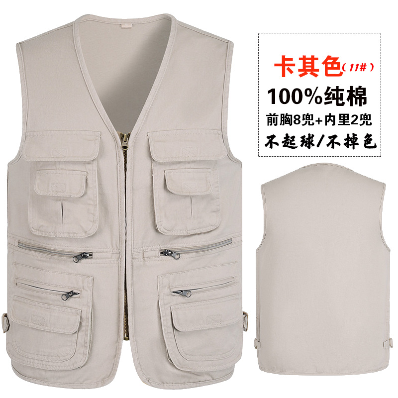 Exportación de comercio exterior chaleco negro de primavera y otoño para hombres con logotipo de impresión de bolsillo al por mayor de 300 jin chaleco clip