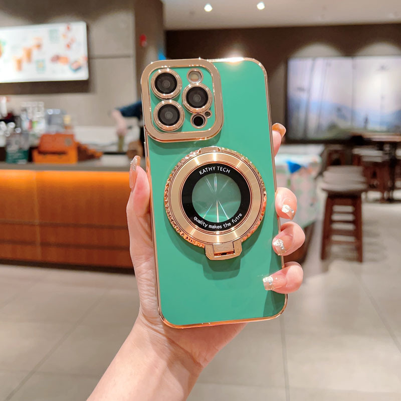 Aplicable para el ojo de charme puro galvanizado 16 diamantes 360 ° rotación magnética iphone17promax / 15