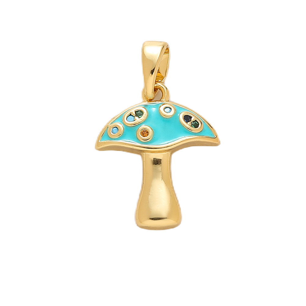 Pendant Jewelry Making Type 1 Piece Copper Zircon 18K Real Gold Plated Mushroom Polished Pendant Necklace