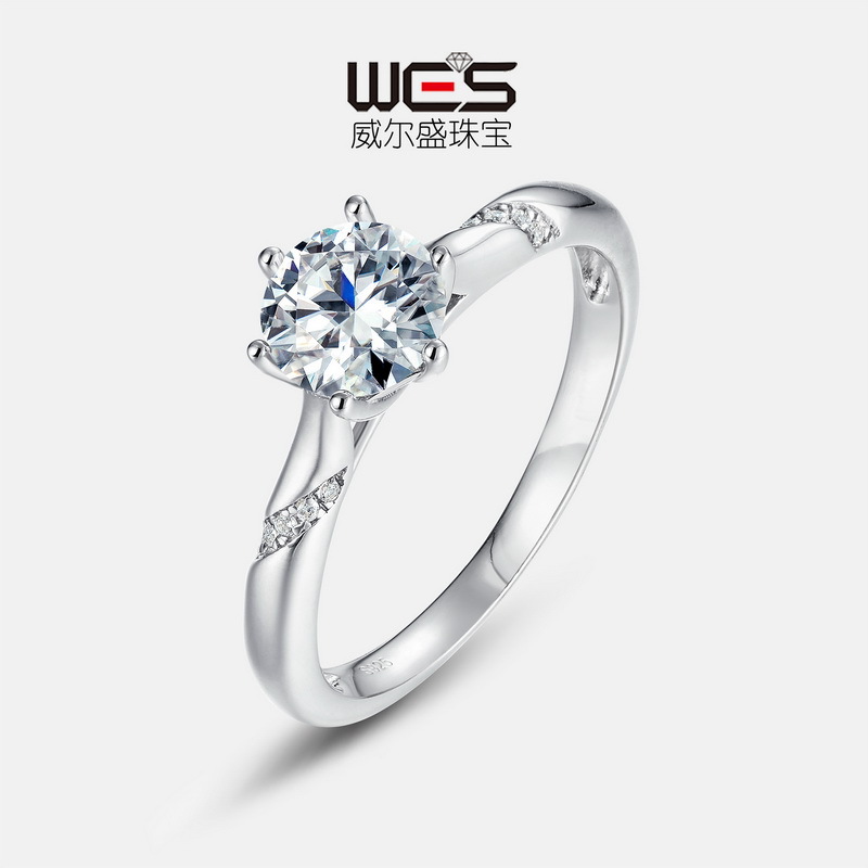 Especial transfronterizo para brazos girados clásicos con incrustaciones de un quilate anillo de moissanita S925 plata esterlina propuesta de matrimonio pareja anillo de diamantes
