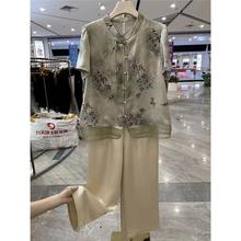 新中式妈妈上衣老年人衣服女夏装新款洋气中老年女装裤子套装