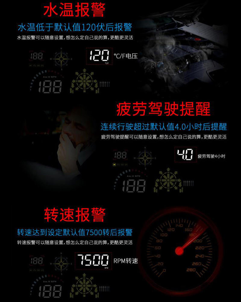 Navigation Version Usb-Powered Car Hud Head-Up Display Universal High-Definition Portable Speed Projector Q10