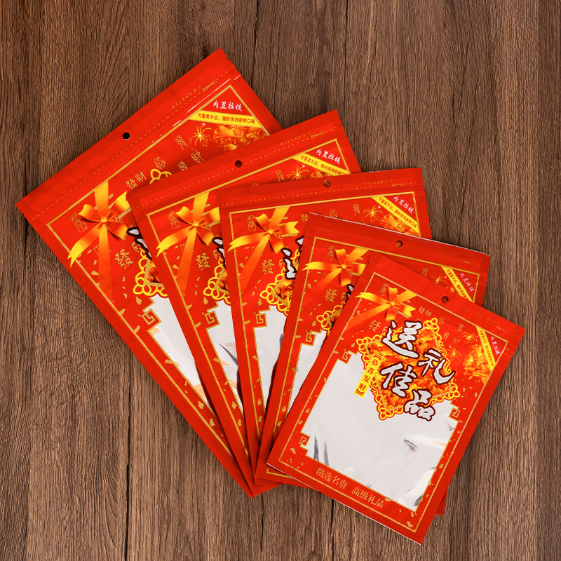 Regalos rojos clásicos de Año Nuevo dulces de productos secos bolsas de embalaje de plástico auto-sellado bolsas de sellado