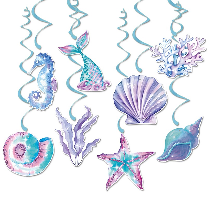 Nueva decoración de fiesta submarina espiral sirena fiesta de cumpleaños atmósfera decoración de colgante espiral