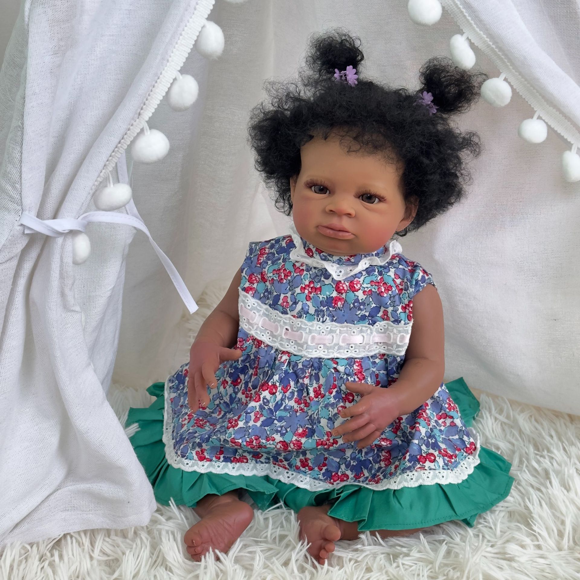 50cm muñeca de simulación muñeca de piel negra Lanny transfronteriza suministro de Venta caliente entrega de una sola pieza