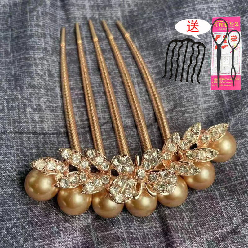 古代風のヘッドギア、5本爪ヘアコーム、合金模造パールとダイヤモンドがちりばめられたコーム、多用途の滑り止めヘアピン、ヘアピン、ヘアピン|undefined