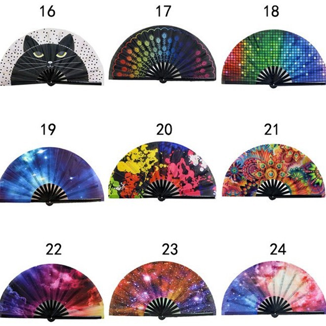 Abanico de kung fu de bambú de 33 cm, tamaño grande, personalizable con logotipo, abanico de tela, abanico silencioso, abanico de orgullo, abanico plegable, en stock.