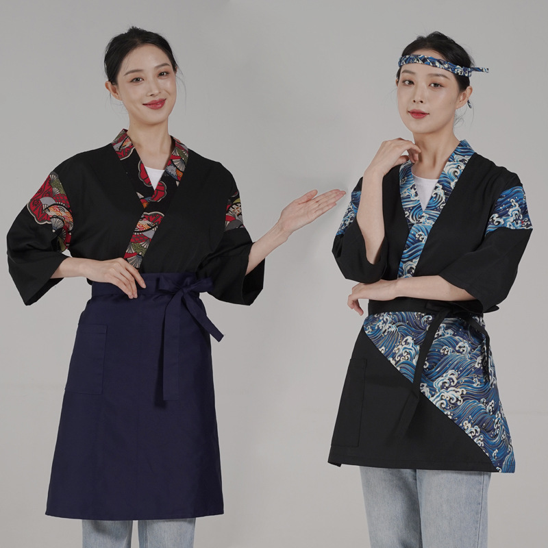Wholesale Japanese Style Cuisine Sushi Kimono Japanese and Korean Work Clothing Chef Clothing Restaurant Waiter Embroidered logo