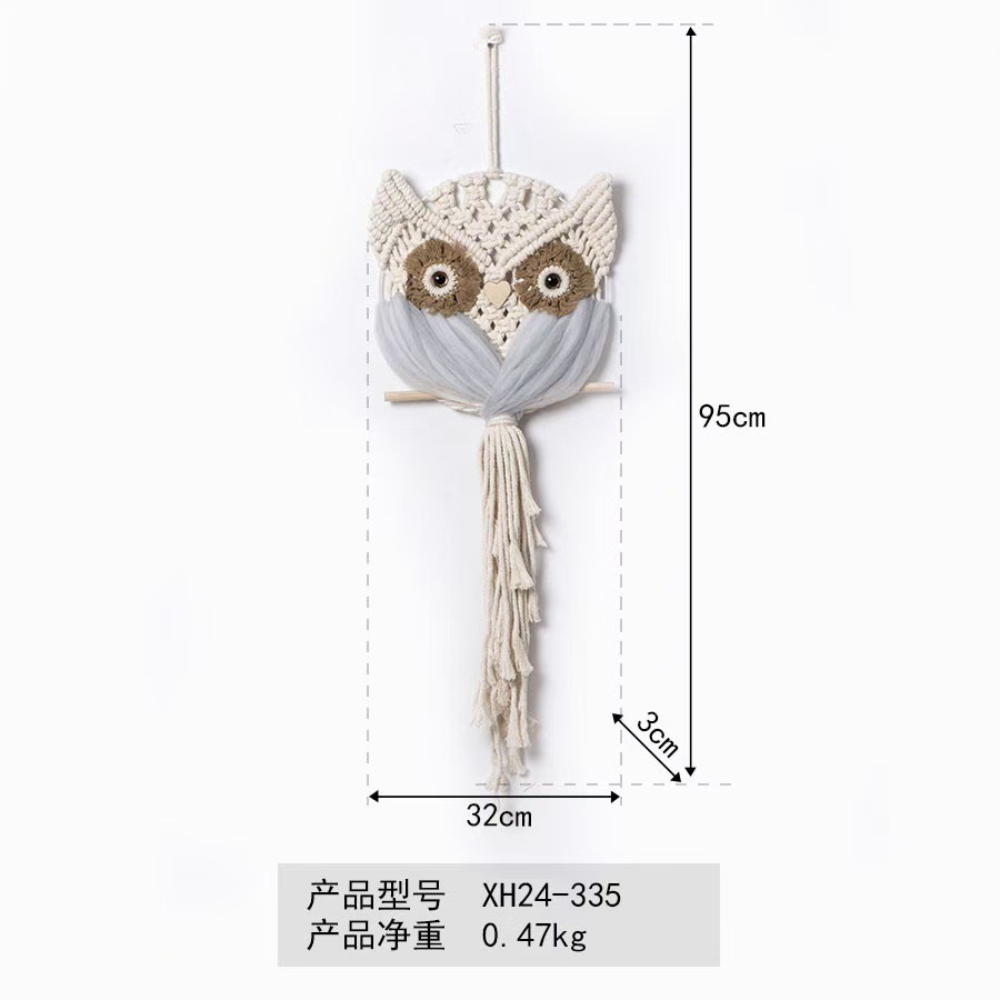 Cuerda de algodón tejido a mano colgante de búho tapices de pared creativos bohemios adornos de decoración del hogar de estilo nórdico