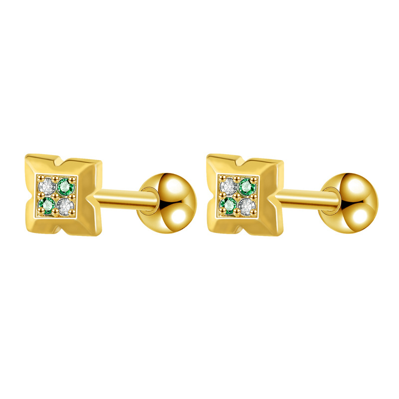 2023 New Geometric Cross Earrings for Men Women Stainless Steel Screw Back Ear Nails Fashion Jewelry Rose Gold detail image 11