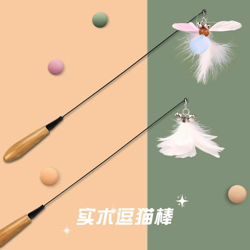 Палочка для дразнилки для кошек длинный шест игрушка для кошек товары для кошек Котенок колокольчик сменная голова Весенняя палочка для дразнилки для кошек