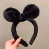 Black plush rabbit ear hoop