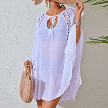 2025年新品!!欧美沙滩裙女套头比基尼泳衣罩衫纯色宽松女装连衣裙