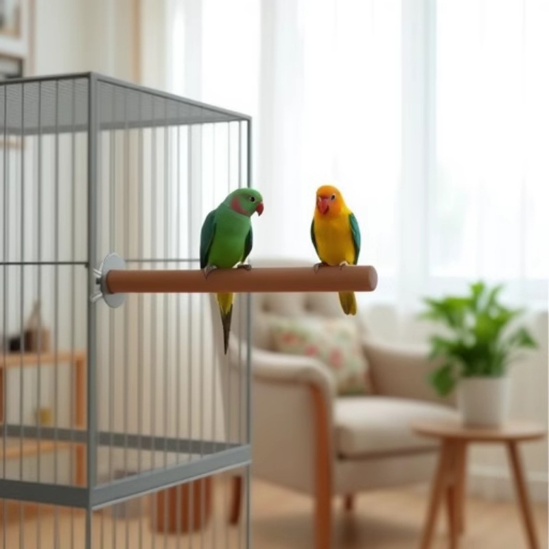 Percha de Madera para Loros, Barra Afiladora de Uñas para Jaula de Aves image 1