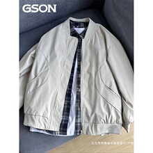 GSON潮牌外套男女春秋季宽松百搭休闲情侣棒球服cleanfit弯刀夹克