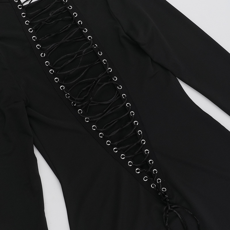 Front Back Wearable Lace Up Sexy Dress Women Autumn Sexy Sexy Hip Dress