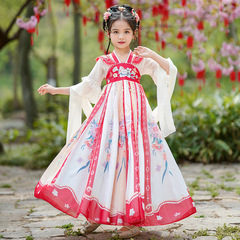 漢服女童夏季2024新款新中式古裝夏裝兒童唐裝小女孩古風連衣裙