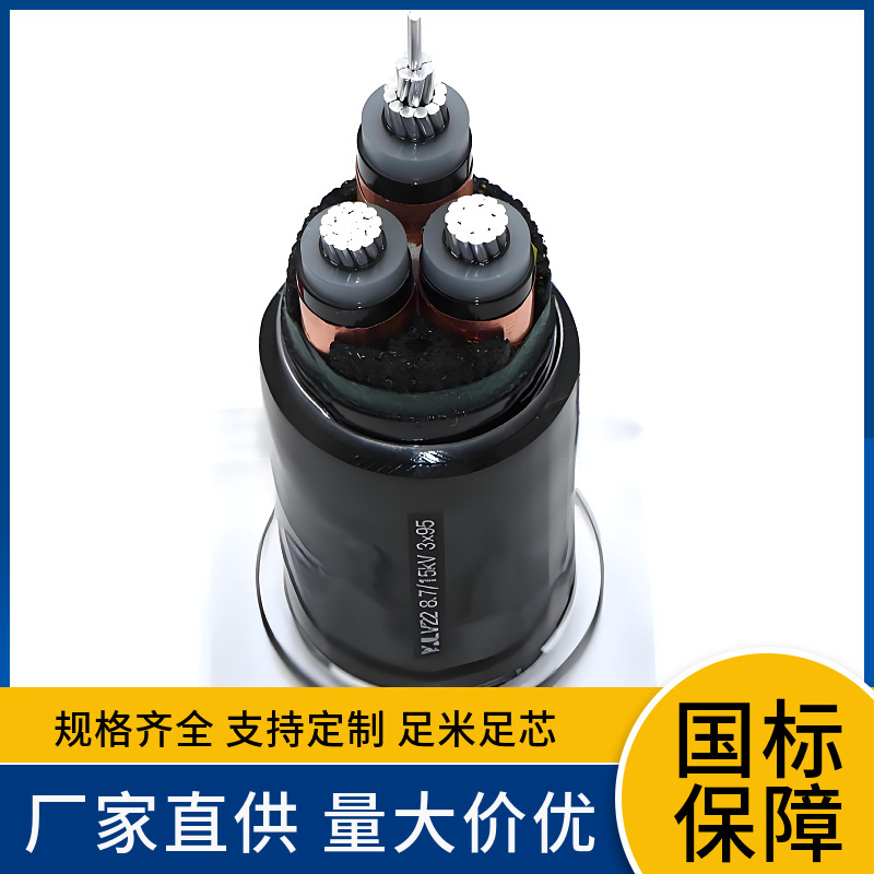 8.7/5KV YJLV72铝芯XLPE非磁性金属丝铠装聚氯乙烯护套中高压电缆