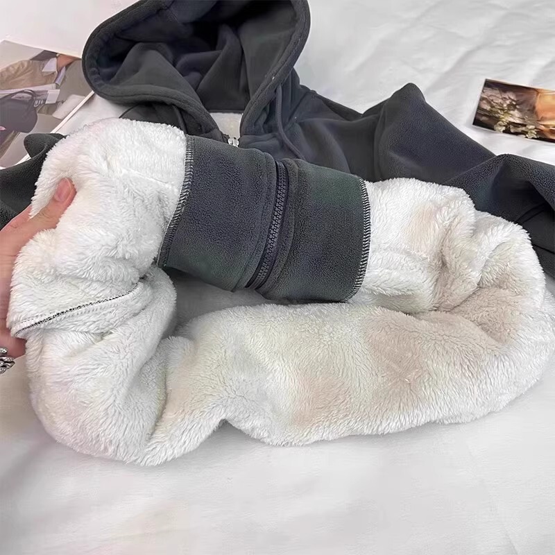 加绒加厚羊羔毛卫衣外套女春秋新款摇粒绒上衣特厚羊羔绒开春外搭|undefined