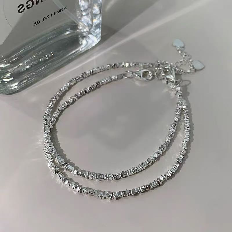 925 Silver-Plated Broken Silver Bracelet, Accessible Luxury Bestie Bracelet, Niche Design Broken Silver Women's Bracelet