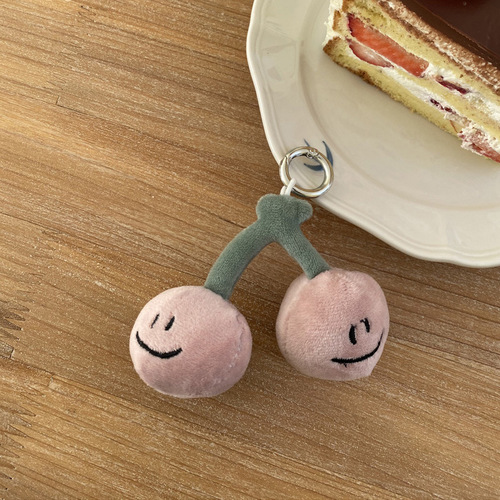 ins cute cherry keychain expression series fruit cute plush bag pendant bestie decorative pendant pendant